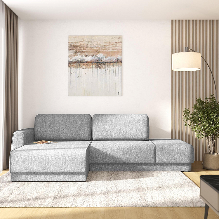 Женева SOPF ПРАВЫЙ / Диван - кровать угловой (еврокнижка) велюр bubble 4 серый